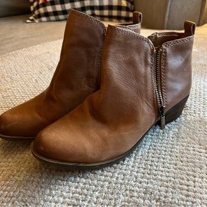Brown leather ankle booties